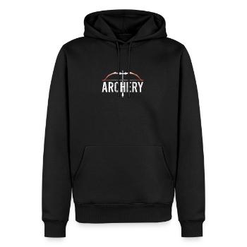 Bogensport Bogenschütze Bogenschießen Pfeil Bogen - Männer Premium Bio Hoodie - Schwarz - Vorne - Nico (187cm)