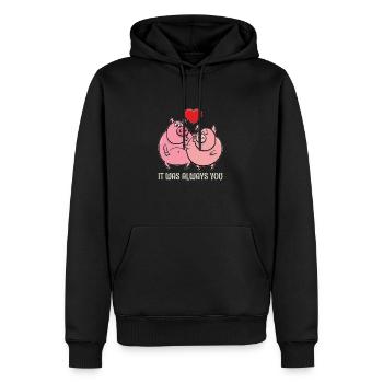 Petite amie, petit ami, homme, partenaire de la Saint-Valentin - Sweat à capuche Premium bio Homme - noir - Devant - Nico (187cm)