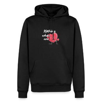 Petite amie, petit ami, homme, partenaire de la Saint-Valentin - Sweat à capuche Premium bio Homme - noir - Devant - Nico (187cm)