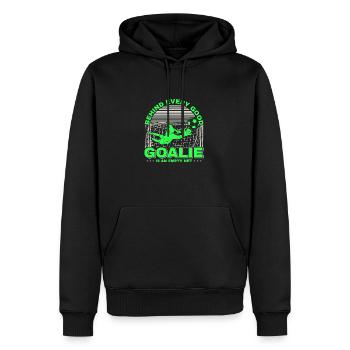 Gardien de but de soccer Gardien de but de soccer Entraîneur de fans - Sweat à capuche Premium bio Homme - noir - Devant - Nico (187cm)