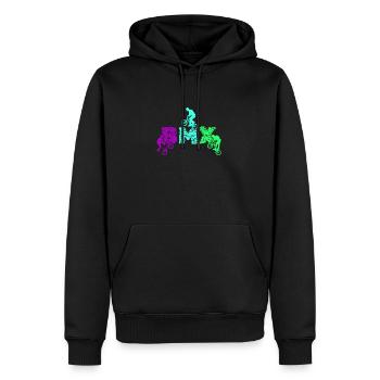 Tenue de vélo vintage, vélo urbain freestyle BMX - Sweat à capuche Premium bio Homme - noir - Devant - Nico (187cm)