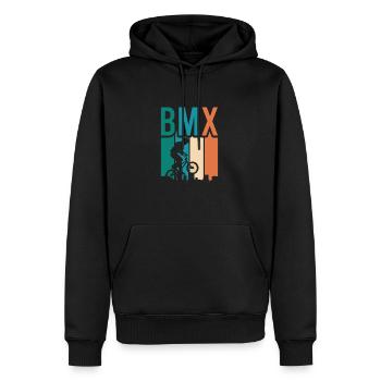 Tenue de vélo vintage, vélo urbain freestyle BMX - Sweat à capuche Premium bio Homme - noir - Devant - Nico (187cm)