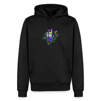 Lama Alpaga 80s Costume Rétro Années 90s Party - Sweat à capuche Premium bio Homme - noir - Devant - Nico (187cm)