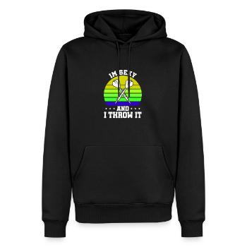 Club de sport de fléchettes, jeu de fléchettes, fléchettes de sport Pfeil - Sweat à capuche Premium bio Homme - noir - Devant - Nico (187cm)