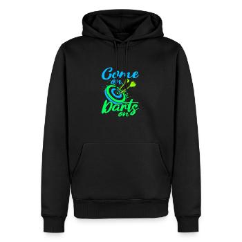 Club de sport de fléchettes, jeu de fléchettes, fléchettes de sport Pfeil - Sweat à capuche Premium bio Homme - noir - Devant - Nico (187cm)