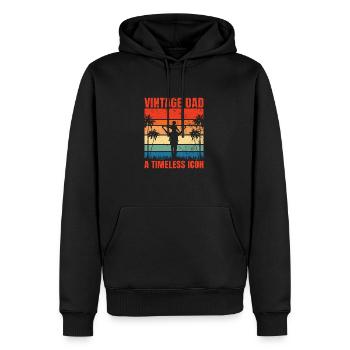 Retro Vintage Daddy 60s 70s 80s 90s Costume de fête - Sweat à capuche Premium bio Homme - noir - Devant - Nico (187cm)