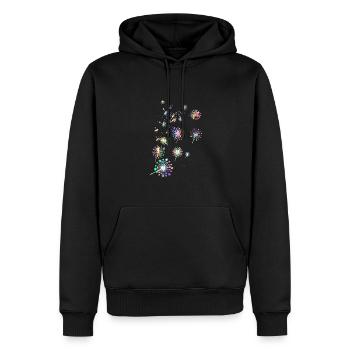 Pusteblume,,Blume,bunt, Sterne - Männer Premium Bio Hoodie - Schwarz - Vorne - Nico (187cm)