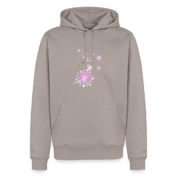Pusteblume,Blume,bunt, Sterne - Männer Premium Bio Hoodie - Taupe - Vorne - Nico (187cm)