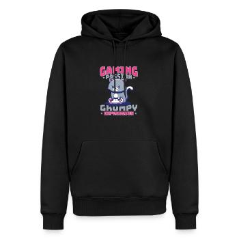 Gaming, Zocken, Videospiel, Grumpy Katze Gamer - Männer Premium Bio Hoodie - Schwarz - Vorne - Nico (187cm)