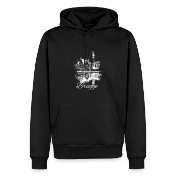 Bruges, Belgique, Maisons,skyline - Sweat à capuche Premium bio Homme - noir - Devant - Nico (187cm)