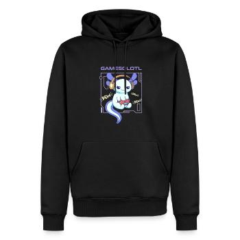 Gamesolotl Word Pun Design for Axolotl Lovers - Men’s Premium Organic Hoodie - black - Front - Nico (187cm)