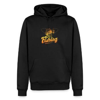 Fishing, Angler, Fisherman Fishing and Pike Fishing - Men’s Premium Organic Hoodie - black - Front - Nico (187cm)