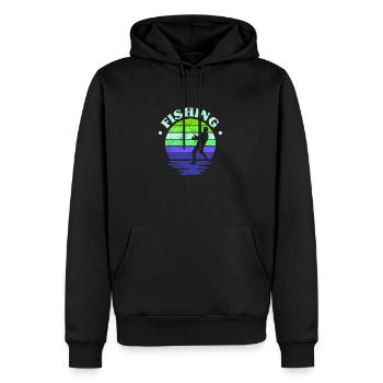 Fishing, Angler, Fisherman Fishing and Pike Fishing - Men’s Premium Organic Hoodie - black - Front - Nico (187cm)