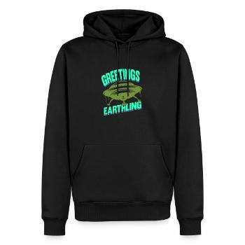 Alien, UFO, UAP, Space, Space Flying Object - Men’s Premium Organic Hoodie - black - Front - Nico (187cm)
