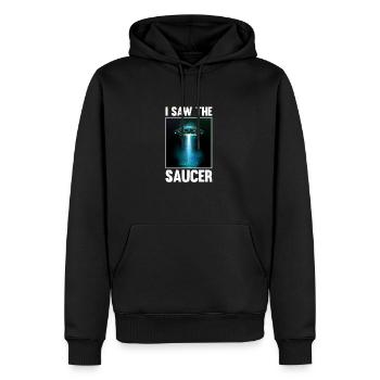 Alien, OVNI, UAP, Espace, Objet volant de l’espace - Sweat à capuche Premium bio Homme - noir - Devant - Nico (187cm)