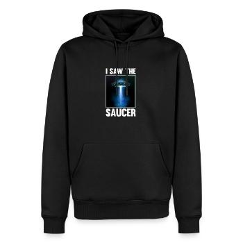 Alien, OVNI, UAP, Espace, Objet volant de l’espace - Sweat à capuche Premium bio Homme - noir - Devant - Nico (187cm)