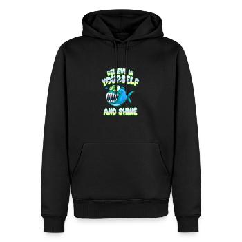 Be you! Selbstvertrauen, positiv Denken Motivation - Männer Premium Bio Hoodie - Schwarz - Vorne - Nico (187cm)
