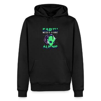 Alien, UFO, UAP, Space, Weltraum Flugobjekt - Männer Premium Bio Hoodie - Schwarz - Vorne - Nico (187cm)