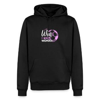 Soccer féminin, Football féminin, Football féminin - Sweat à capuche Premium bio Homme - noir - Devant - Nico (187cm)
