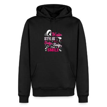 Coiffeur Coiffeur Coiffeur Coiffeur - Sweat à capuche Premium bio Homme - noir - Devant - Nico (187cm)