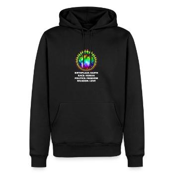 contre le racisme, contre la droite, contre les nazis, l’amour - Sweat à capuche Premium bio Homme - noir - Devant - Nico (187cm)
