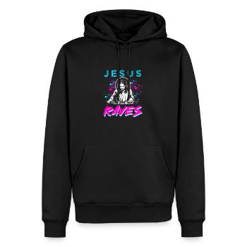 Rave Techno House Party EDM Festival Goa Electro - Männer Premium Bio Hoodie - Schwarz - Vorne - Nico (187cm)