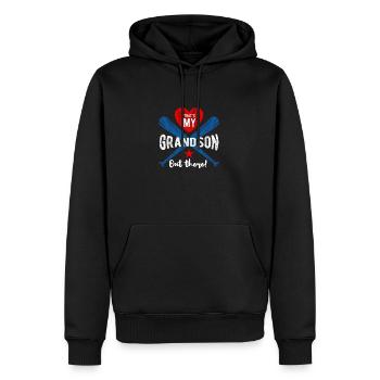 Grand-père « C’est mon petit-fils là-bas » Baseball - Sweat à capuche Premium bio Homme - noir - Devant - Nico (187cm)