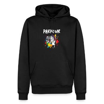Parkour, Freerunning, Street Workout, Acrobatique - Sweat à capuche Premium bio Homme - noir - Devant - Nico (187cm)