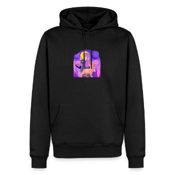 Galactic Katze Vintage Retro Cat Zeitlose Eleganz - Männer Premium Bio Hoodie - Schwarz - Vorne - Nico (187cm)