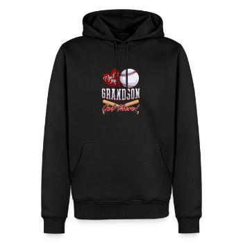 Grand-père « C’est mon petit-fils là-bas » Baseball - Sweat à capuche Premium bio Homme - noir - Devant - Nico (187cm)