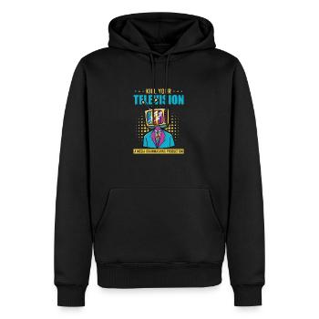 Lavage de cerveau Tuez votre télé Fake News Portest - Sweat à capuche Premium bio Homme - noir - Devant - Nico (187cm)