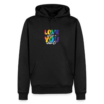 Gender Lesben, Schwule, Trans, Queer Regenbogen - Männer Premium Bio Hoodie - Schwarz - Vorne - Nico (187cm)