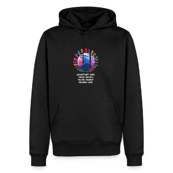 Nice « contre le racisme » Réfugiés Bienvenue - Sweat à capuche Premium bio Homme - noir - Devant - Nico (187cm)