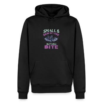 Bat Halloween Small Sensitive But Will Bite - Men’s Premium Organic Hoodie - black - Front - Nico (187cm)
