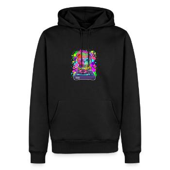 DJ ours, nounours Teddy, dessin animé, musique, concerts festivals - Sweat à capuche Premium bio Homme - noir - Devant - Nico (187cm)