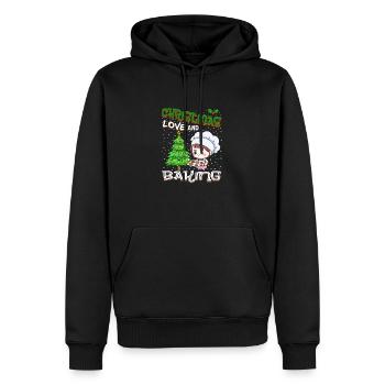 Noël, Amour et pâtisserie, Douce joie des fêtes - Sweat à capuche Premium bio Homme - noir - Devant - Nico (187cm)