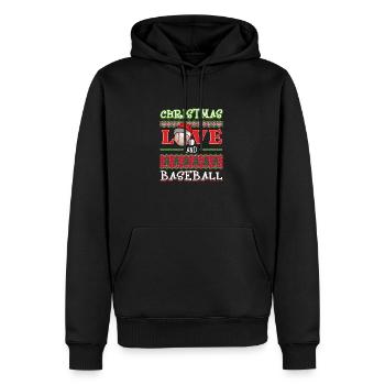 Joueur de baseball équipe club Noël amour - Sweat à capuche Premium bio Homme - noir - Devant - Nico (187cm)