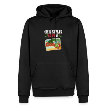 Weihnachten Disco, Rave, Techno, House, Goa, Party - Männer Premium Bio Hoodie - Schwarz - Vorne - Nico (187cm)