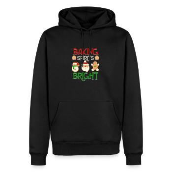 Noël, Amour et pâtisserie, Douce joie des fêtes - Sweat à capuche Premium bio Homme - noir - Devant - Nico (187cm)