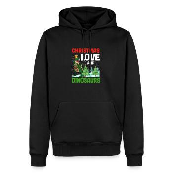 Dino Garçon Garçon Enfants Noël Amour Dinosaure - Sweat à capuche Premium bio Homme - noir - Devant - Nico (187cm)