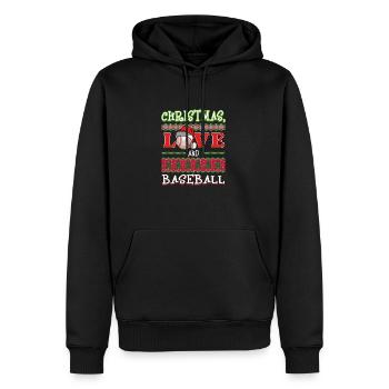 Joueur de baseball équipe club Noël amour - Sweat à capuche Premium bio Homme - noir - Devant - Nico (187cm)