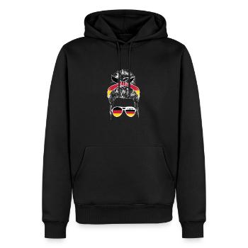 Sport Deutschland, Fußball, Outfit für Sportfan - Männer Premium Bio Hoodie - Schwarz - Vorne - Nico (187cm)