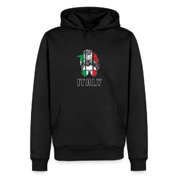 Sport Italie, Football, Tenue pour fan de sport - Sweat à capuche Premium bio Homme - noir - Devant - Nico (187cm)