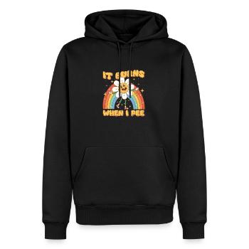 Drôle de dire « Ça brûle quand je fais » ! - Sweat à capuche Premium bio Homme - noir - Devant - Nico (187cm)