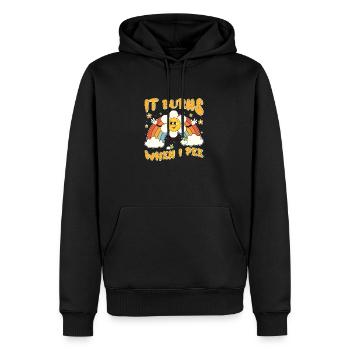 Drôle de dire « Ça brûle quand je fais » ! - Sweat à capuche Premium bio Homme - noir - Devant - Nico (187cm)