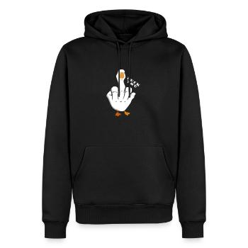 Unhöfliches Lustiges Sprichwort "Duck You" Outfit - Männer Premium Bio Hoodie - Schwarz - Vorne - Nico (187cm)