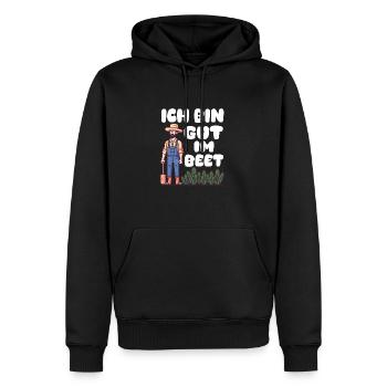 Ich bin gut im Beet Gärtner Wortspiel Gartenfreund - Männer Premium Bio Hoodie - Schwarz - Vorne - Nico (187cm)
