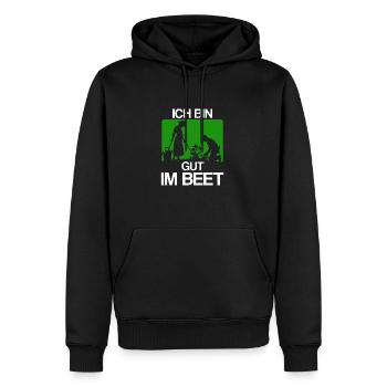 Ich bin gut im Beet Gärtner Wortspiel Gartenfreund - Männer Premium Bio Hoodie - Schwarz - Vorne - Nico (187cm)