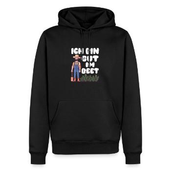 Ich bin gut im Beet Gärtner Wortspiel Gartenfreund - Männer Premium Bio Hoodie - Schwarz - Vorne - Nico (187cm)
