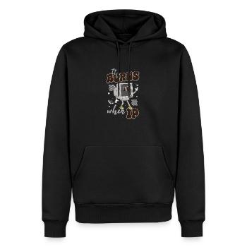 Drôle de dire « Ça brûle quand je fais » ! - Sweat à capuche Premium bio Homme - noir - Devant - Nico (187cm)